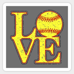 Vintage LOVE Girl's Softball Fastpitch Softball Lover Fast Pitch Sticker